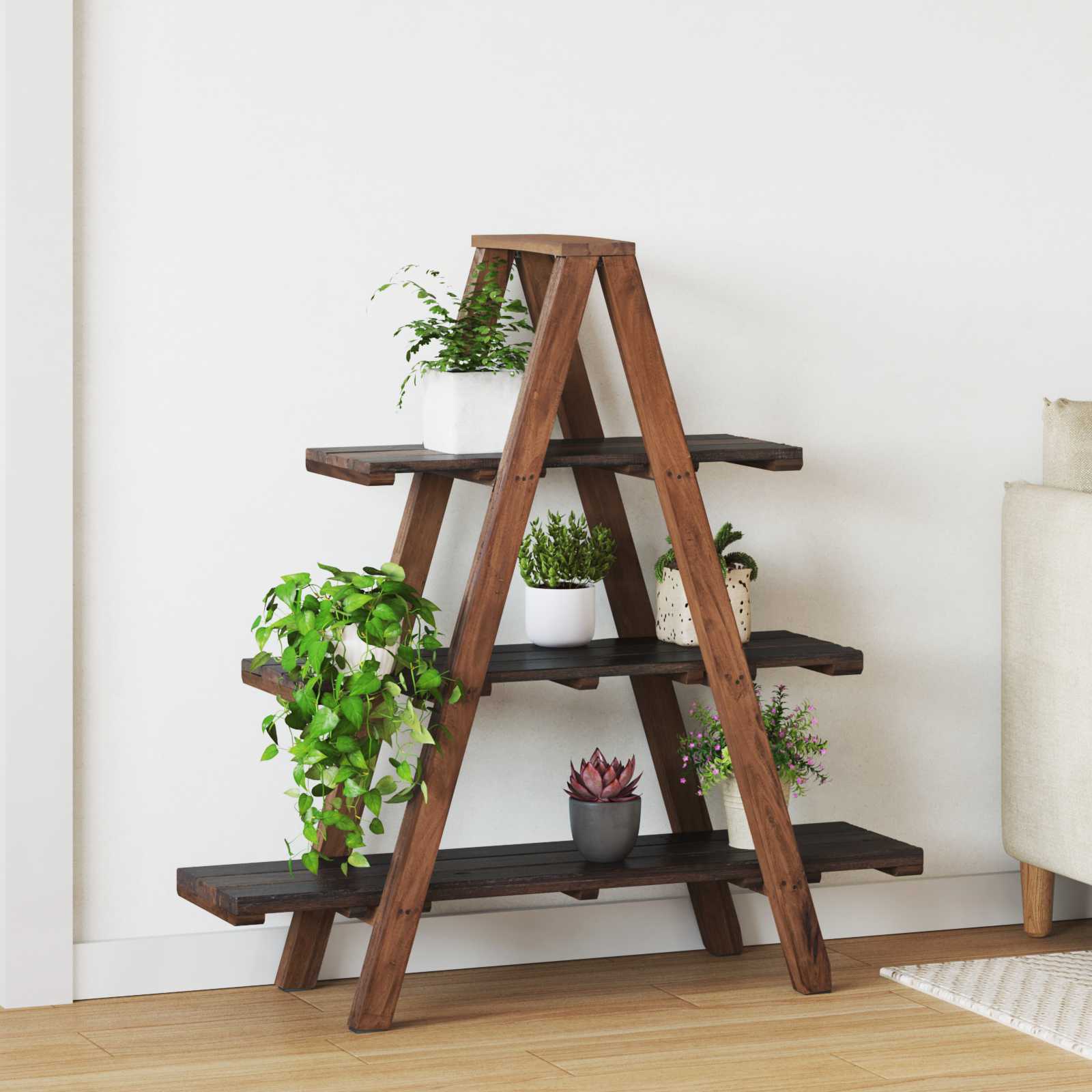 Folding Stand Brown 79.5 x 35 x 112 cm Solid Reclaimed Wood