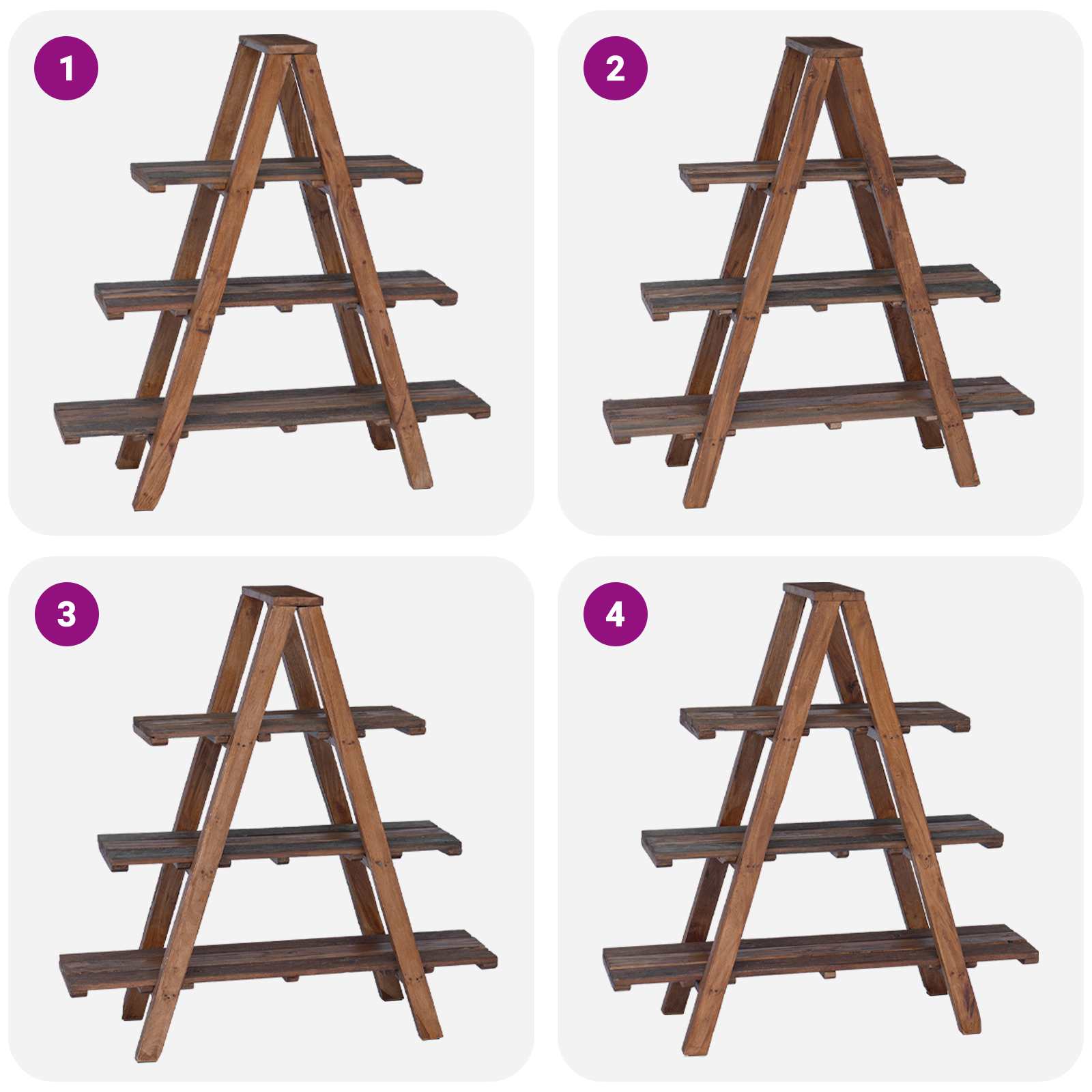 Folding Stand Brown 79.5 x 35 x 112 cm Solid Reclaimed Wood