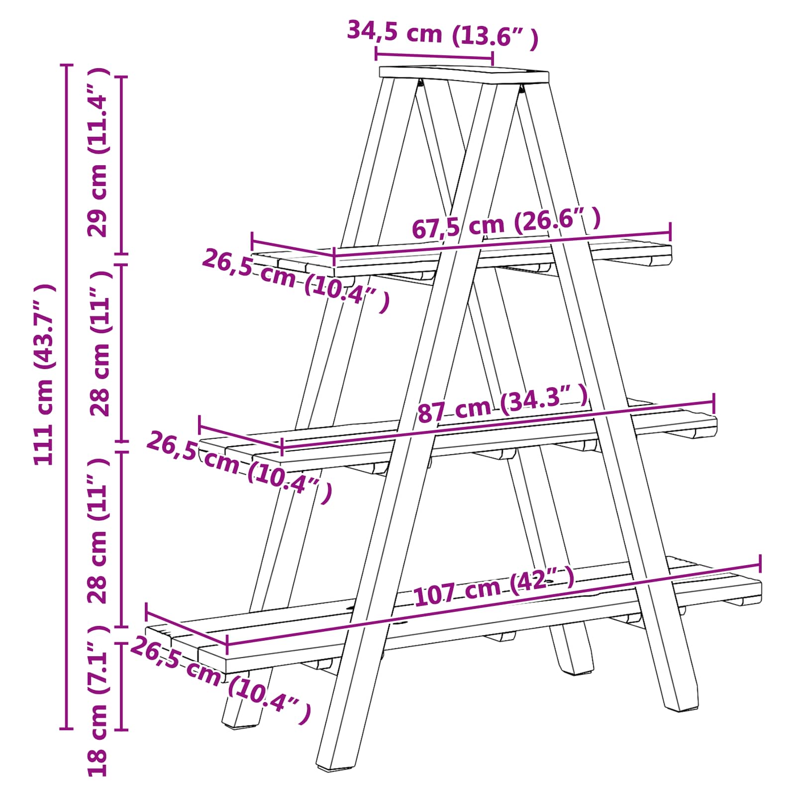 Folding Stand Brown 79.5 x 35 x 112 cm Solid Reclaimed Wood