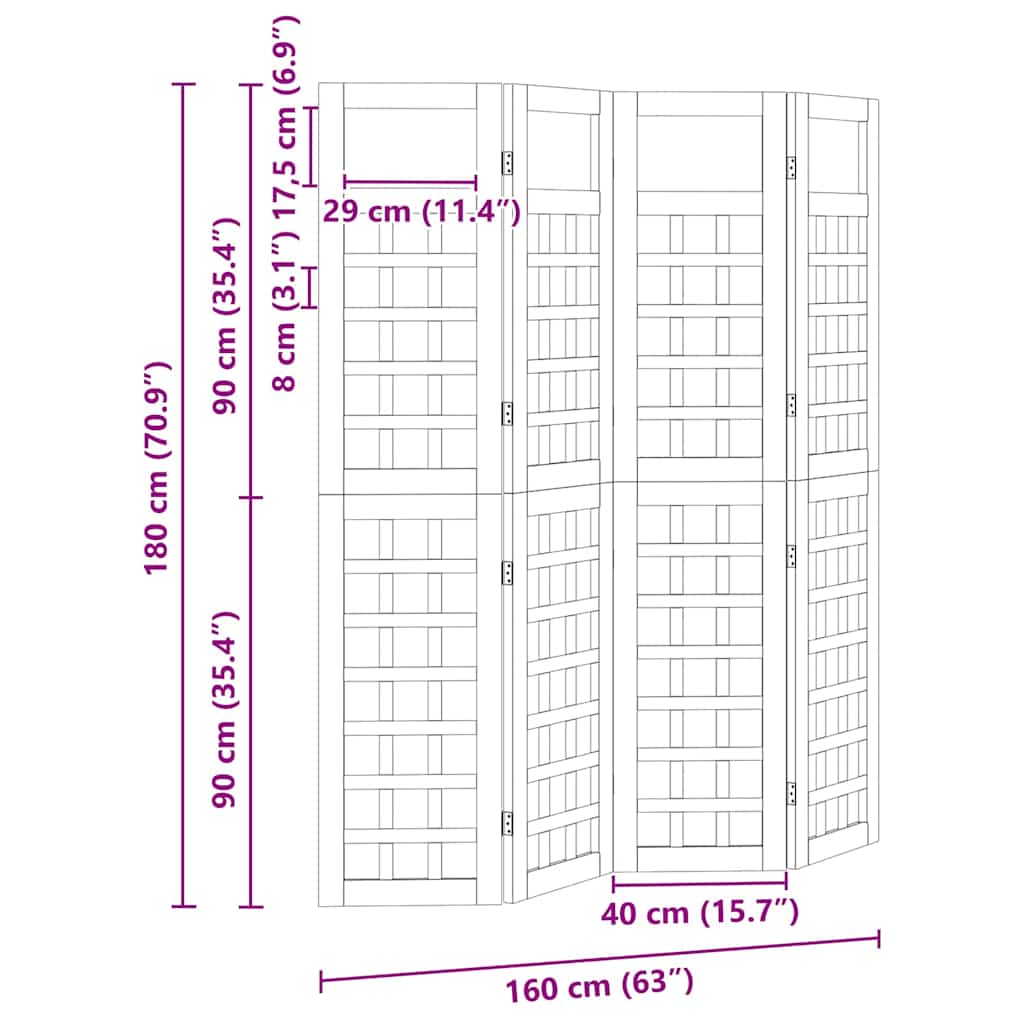 lauko privatumo ekranas 4 paneliai apdorota pušis
