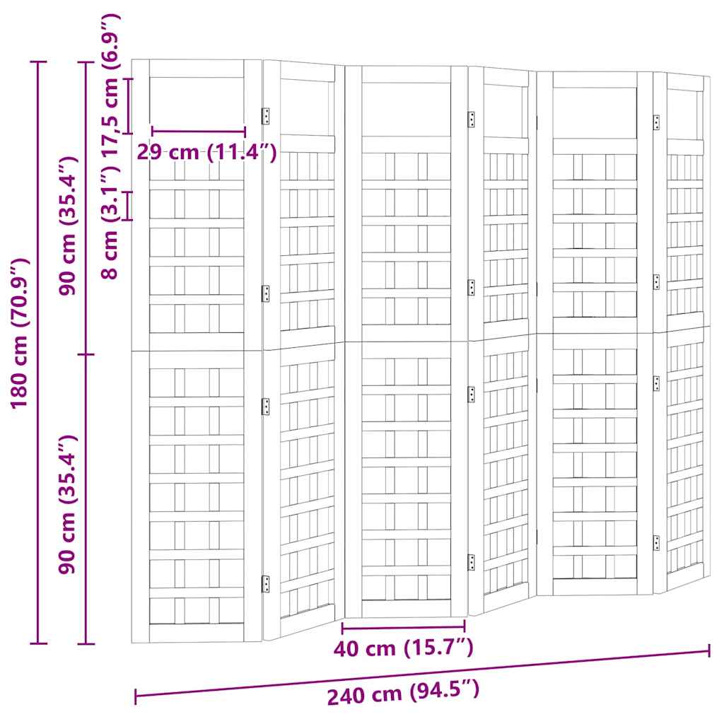 Lauko privatumo ekranas 6 Paneliai Impregnuota pušis