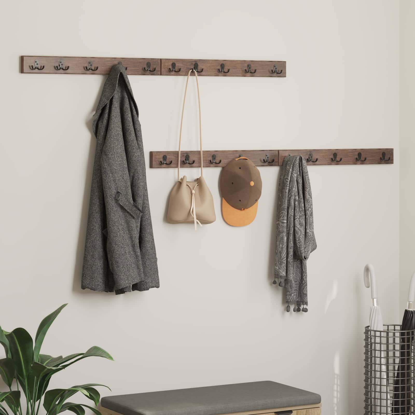 Coat Rack Brown 60 x 7 x 8 cm Solid Reclaimed Wood