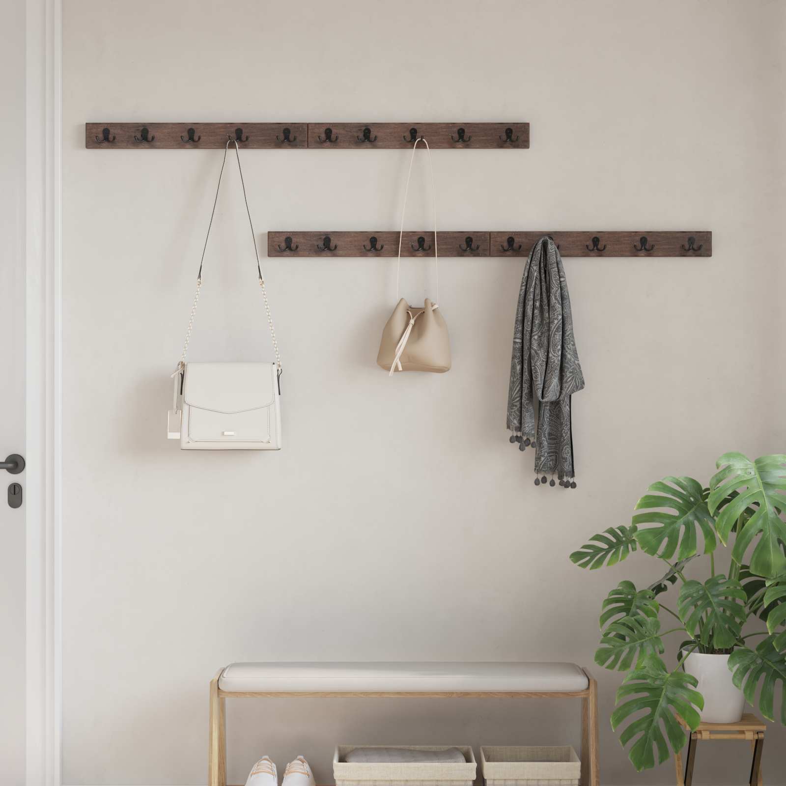 Coat Rack Brown 60 x 7 x 8 cm Solid Reclaimed Wood