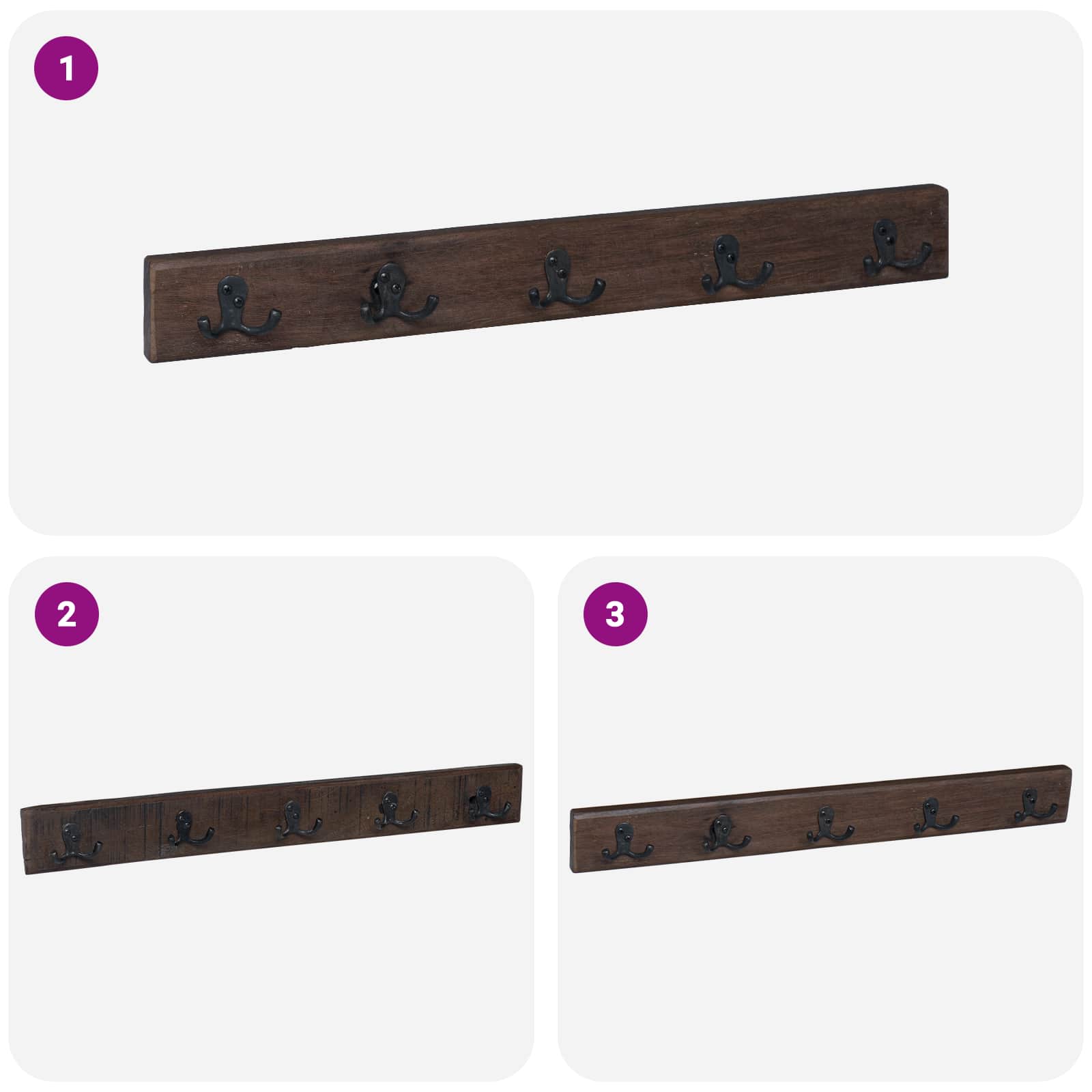 Coat Rack Brown 60 x 7 x 8 cm Solid Reclaimed Wood