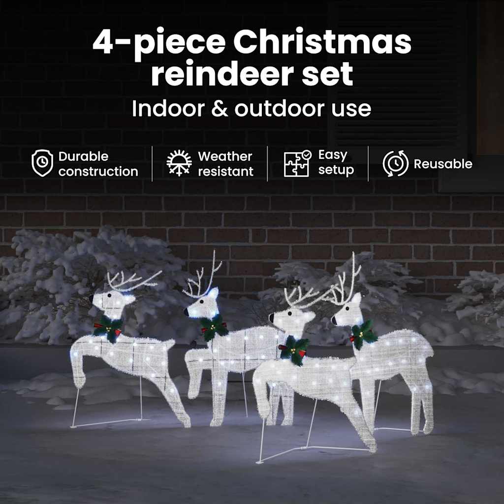 LED Reindeer 4 pcs Silver fabric