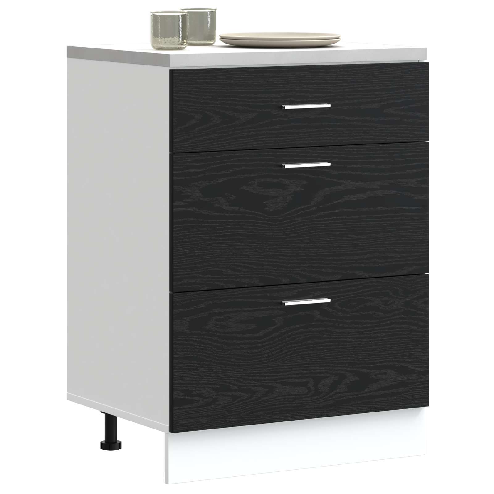 Kitchen Base Cabinet with Drawer Riga Black Oak