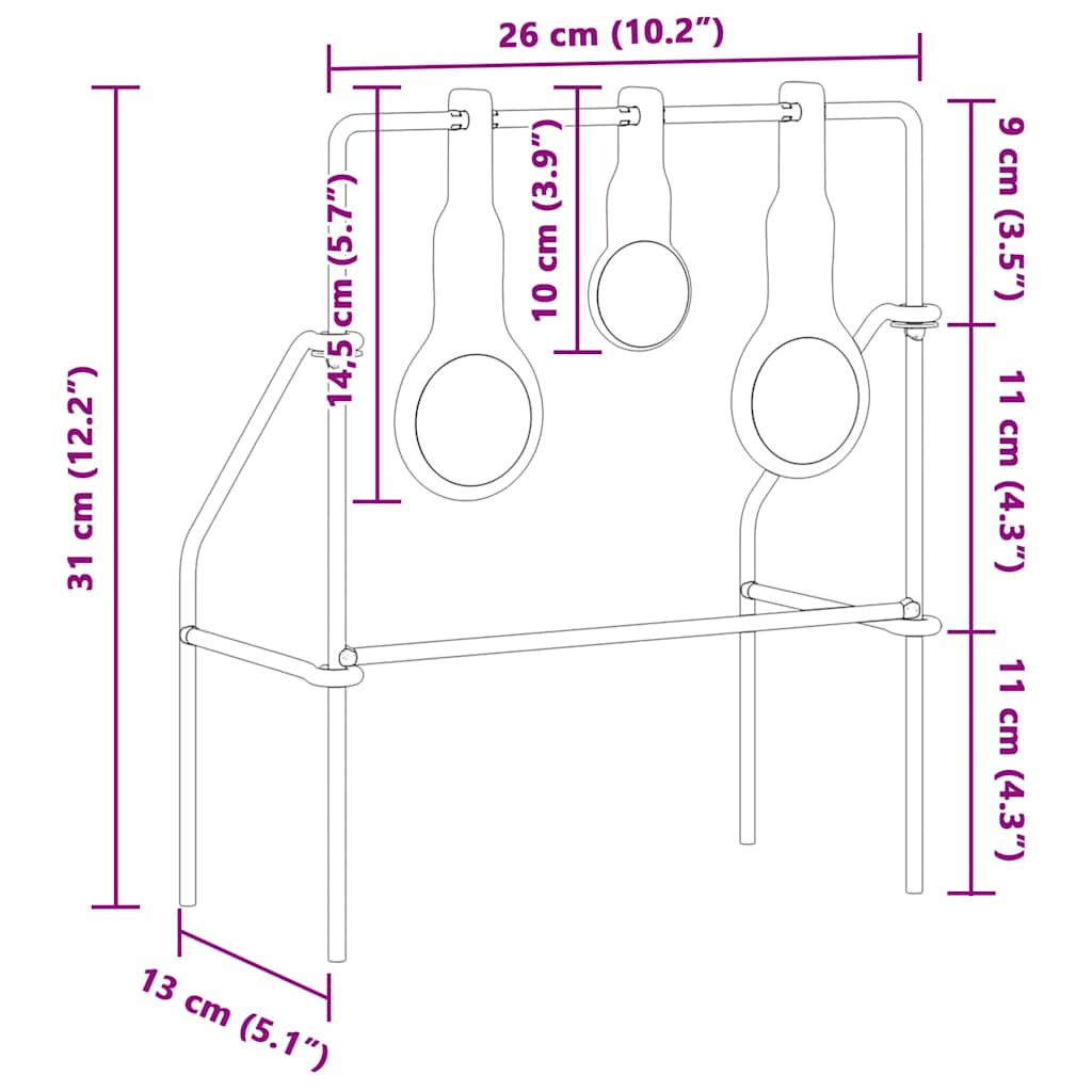 Adjustable Target Black 26 x 13 x 31 cm Steel