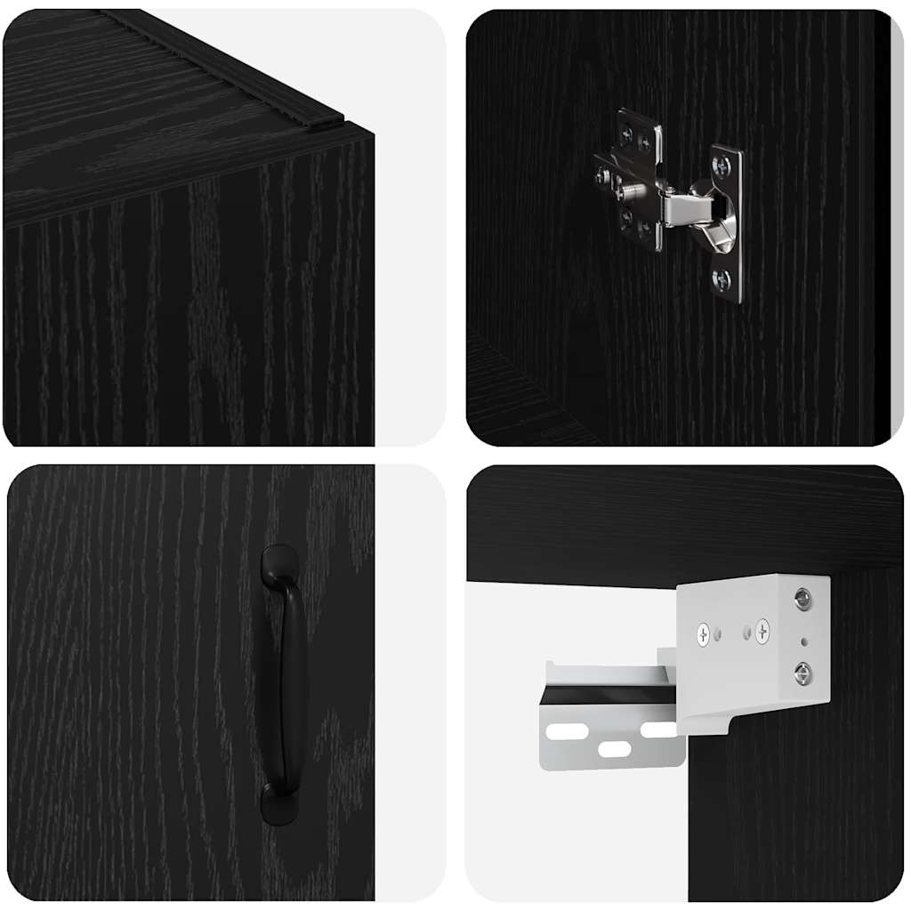 Kabantis sieninis kabinetas Juoda 69.5 x 34 x 90 cm