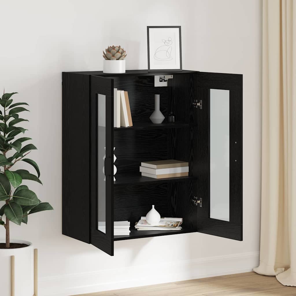 Kabantis sieninis kabinetas Juoda 69.5 x 34 x 90 cm