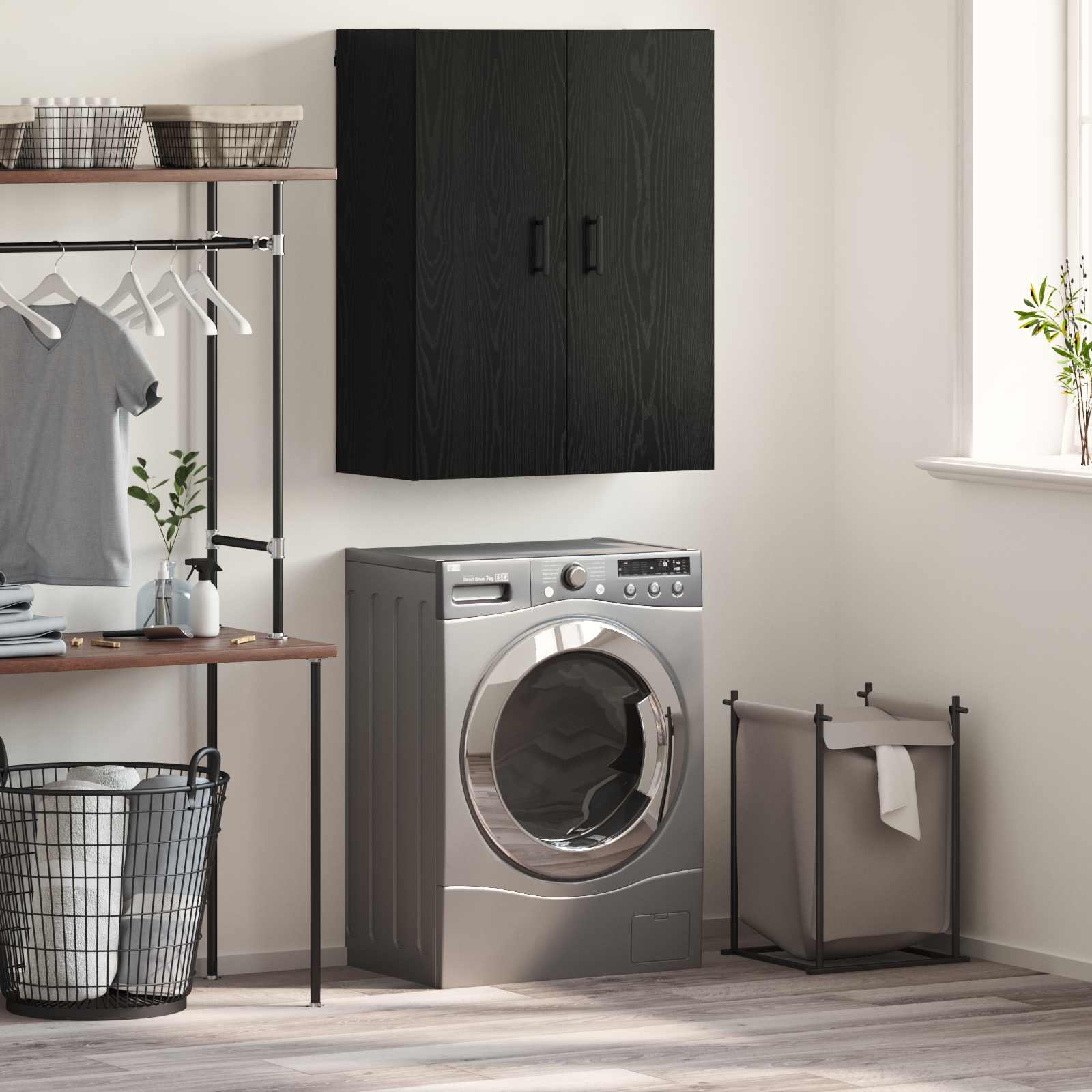 Wall cabinet black oak 69.5 x 34 x 90 cm