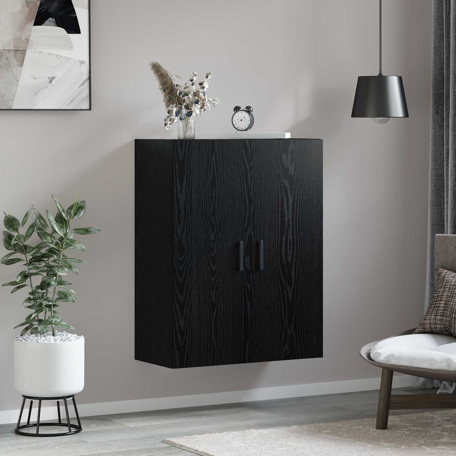 Wall cabinet black oak 69.5 x 34 x 90 cm