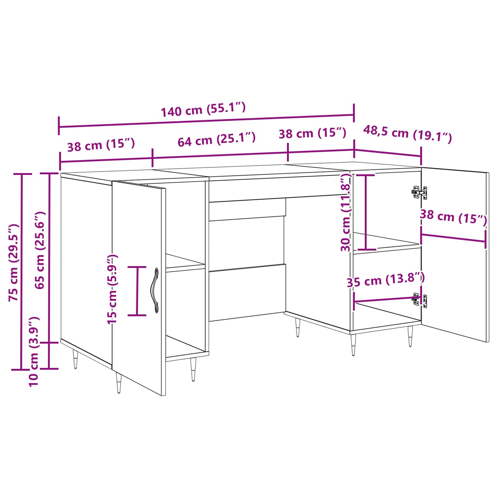 Galds Vecs koks 140 x 50 x 75 cm Apstrādāta koksne