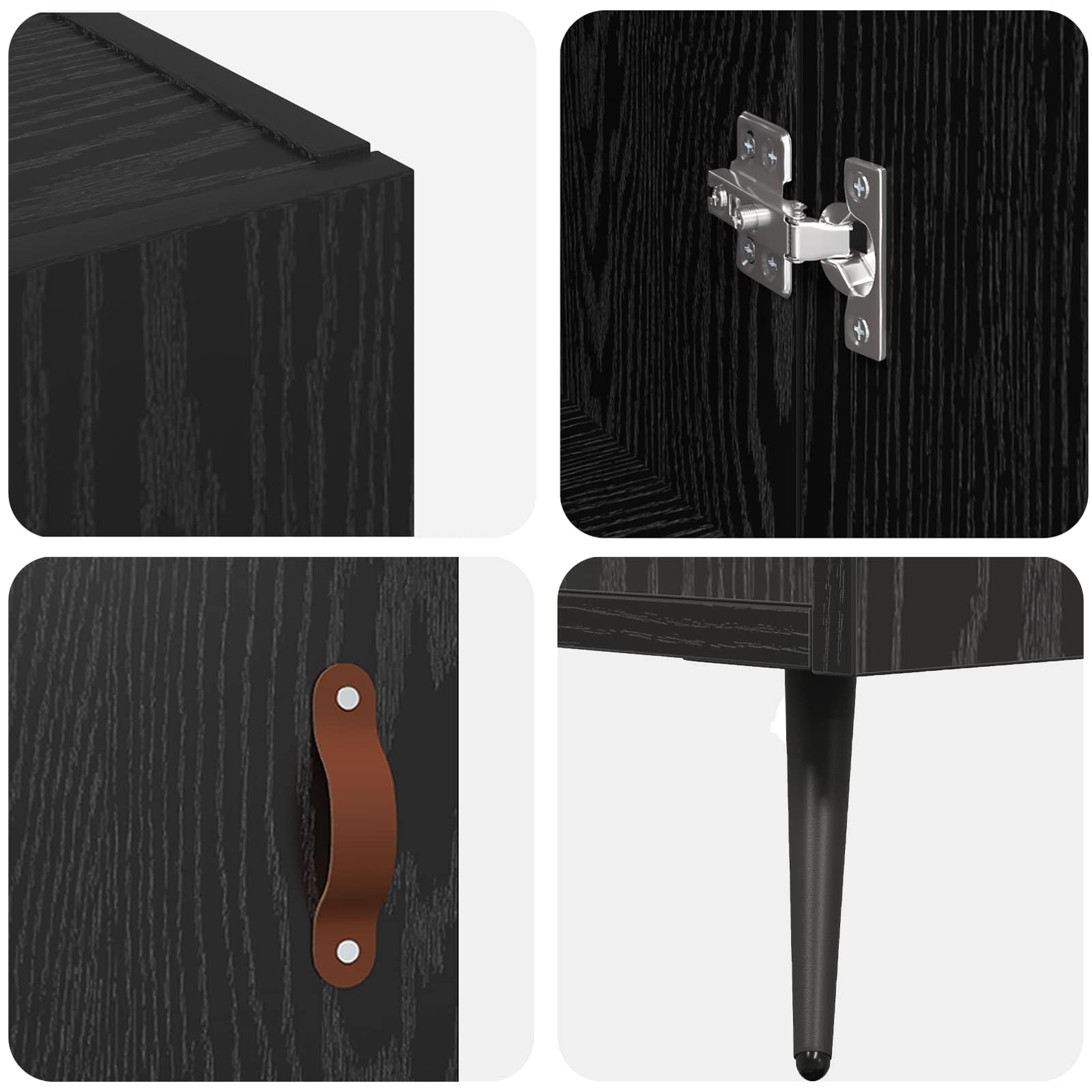 Sideboard Black oak 89,5 x 34 x 80 cm Engineered wood