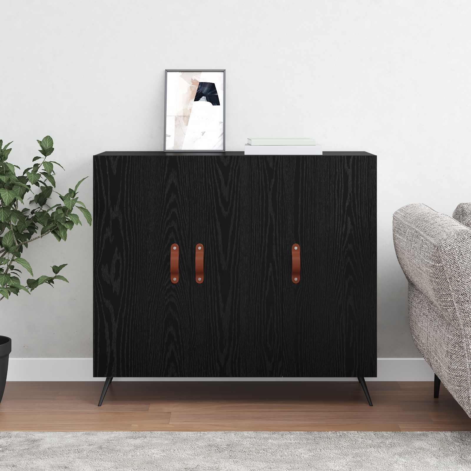 Sideboard Black oak 89,5 x 34 x 80 cm Engineered wood