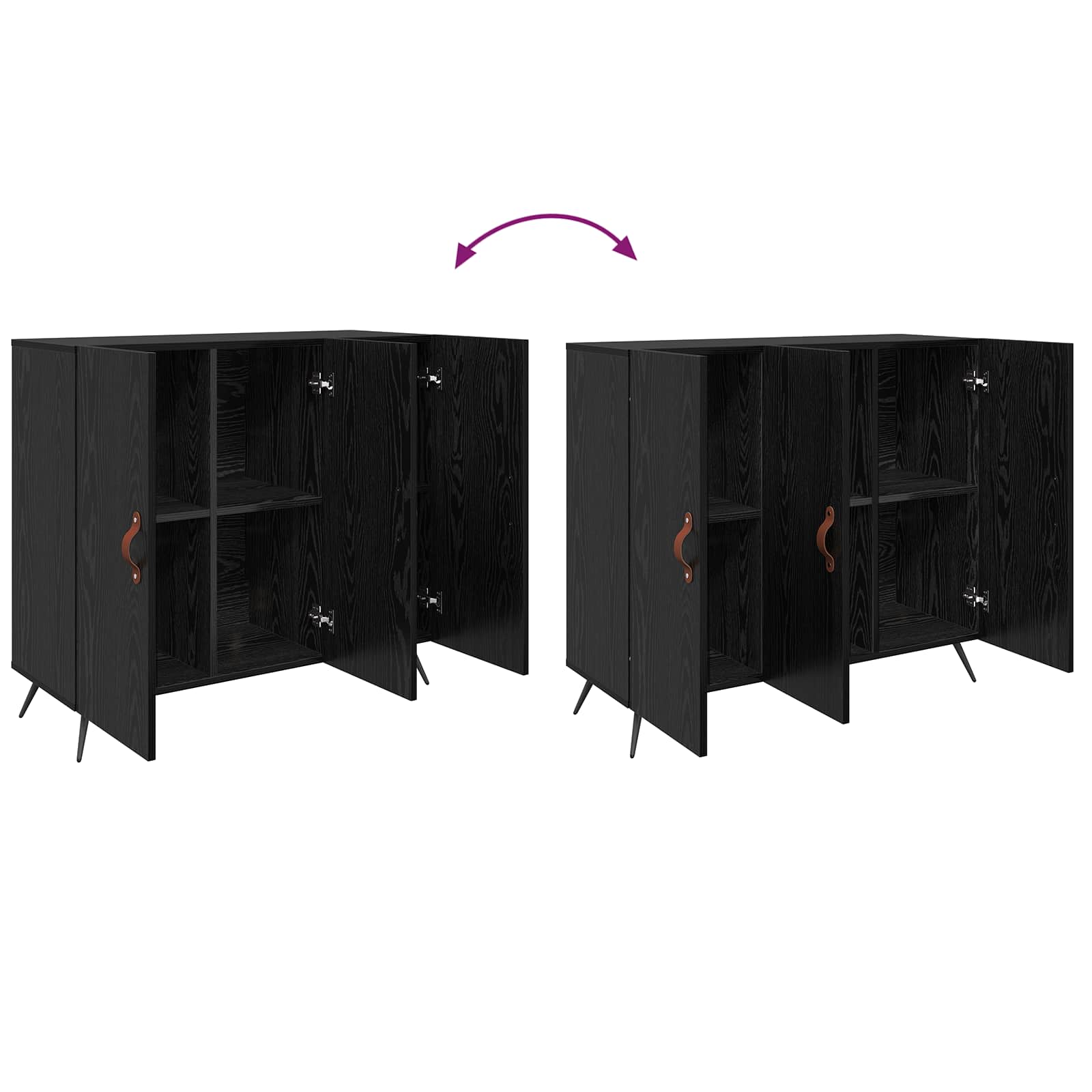 Sideboard Black oak 89,5 x 34 x 80 cm Engineered wood