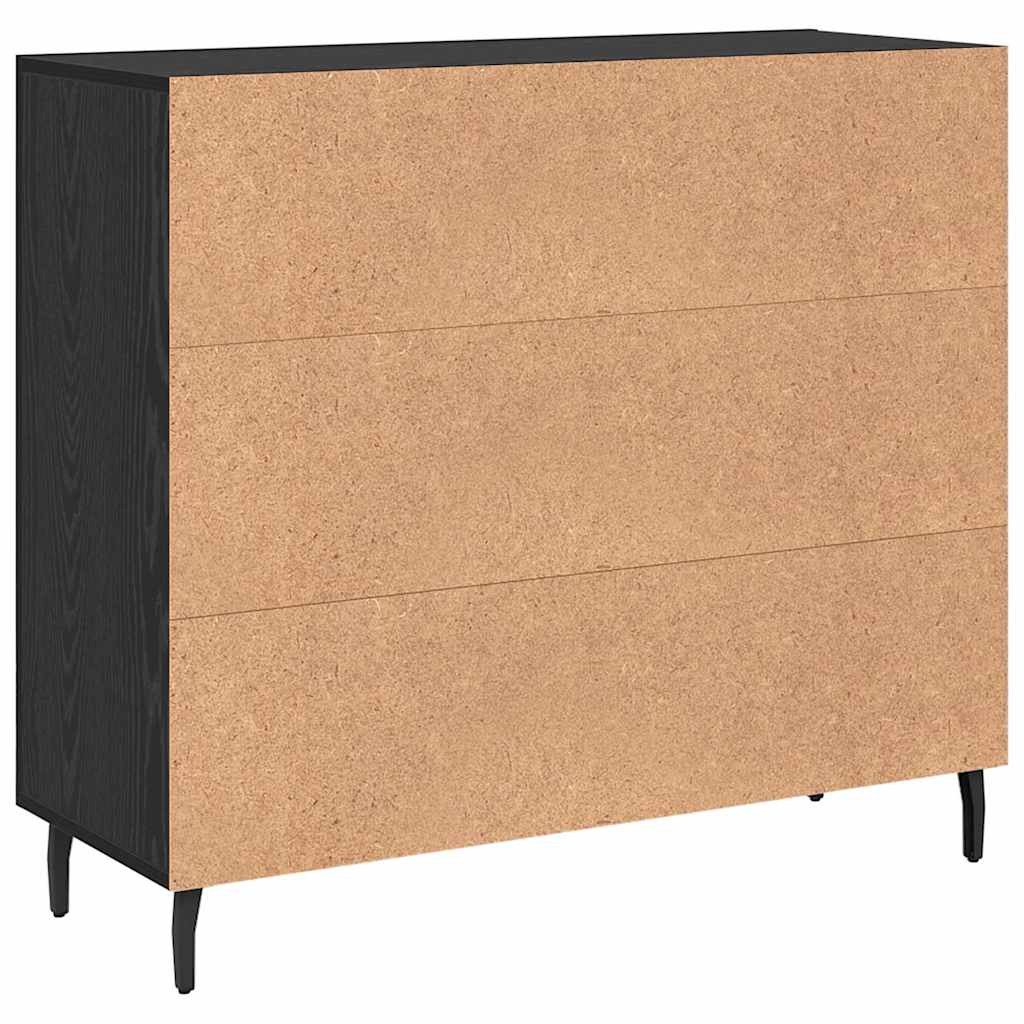 Kabalas su saugykla su durimis Juoda 90 x 34 x 80 cm Apdirbta mediena
