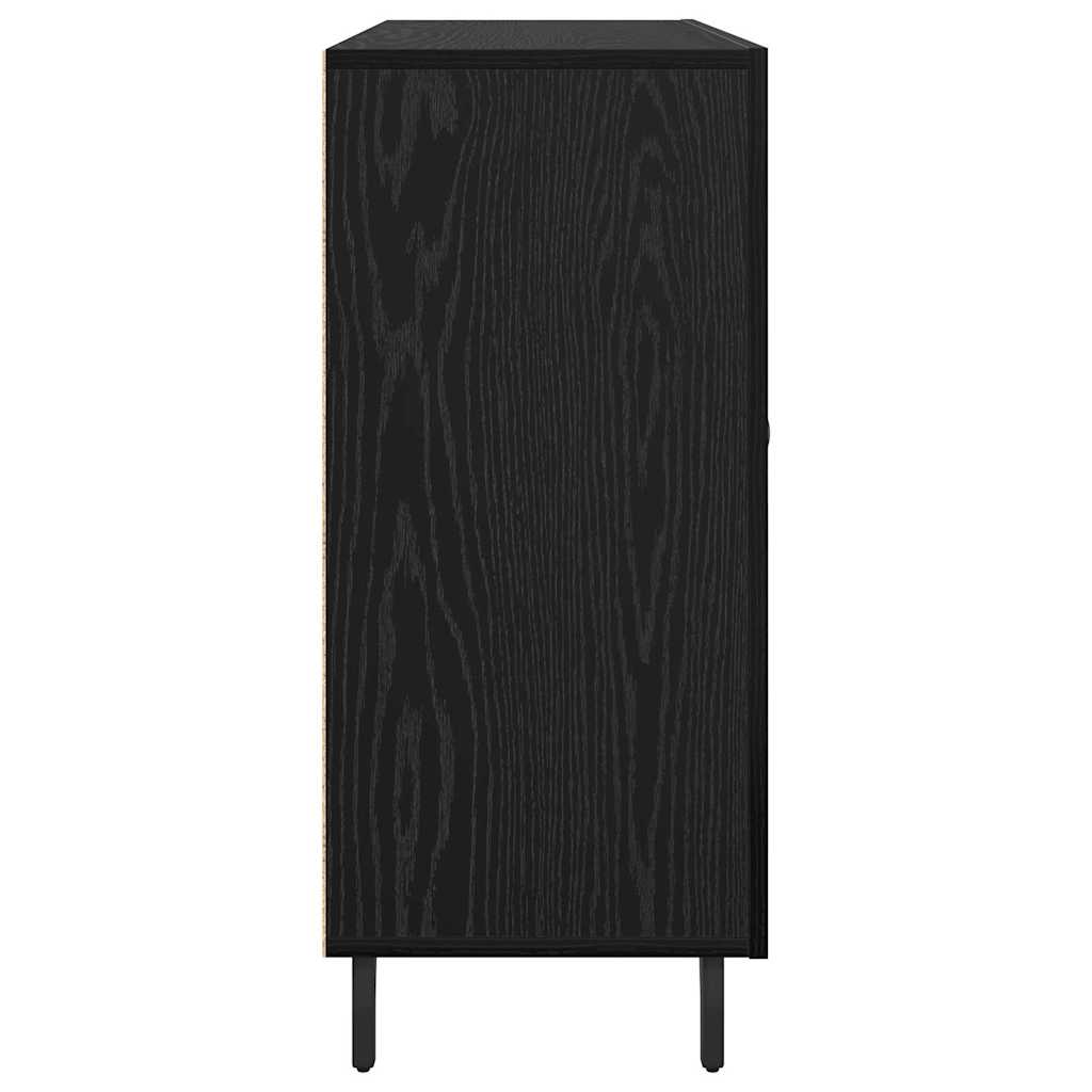 Kabalas su saugykla su durimis Juoda 90 x 34 x 80 cm Apdirbta mediena