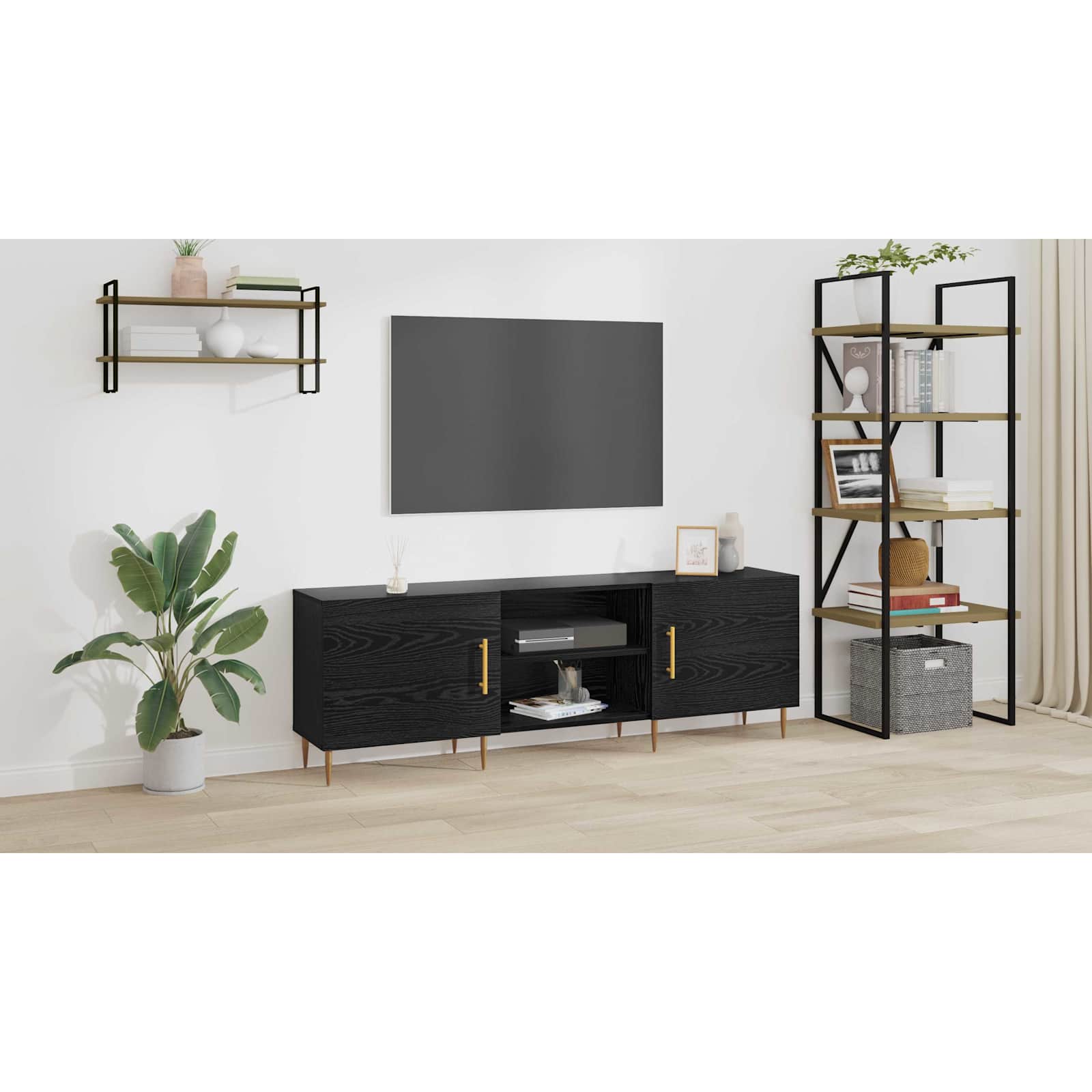 TV skapītis melns ozols 150 x 30 x 50 cm