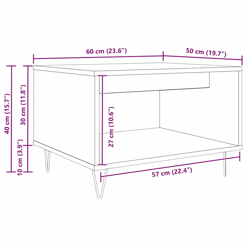 Coffee table black oak 60 x 50 x 40 cm Engineered wood