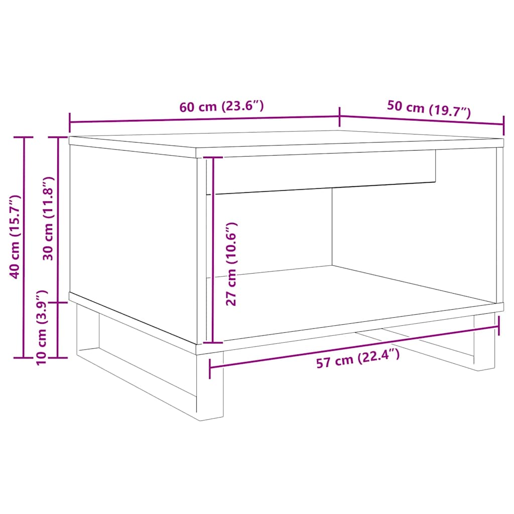 Coffee table black oak 60 x 50 x 40 cm Engineered wood