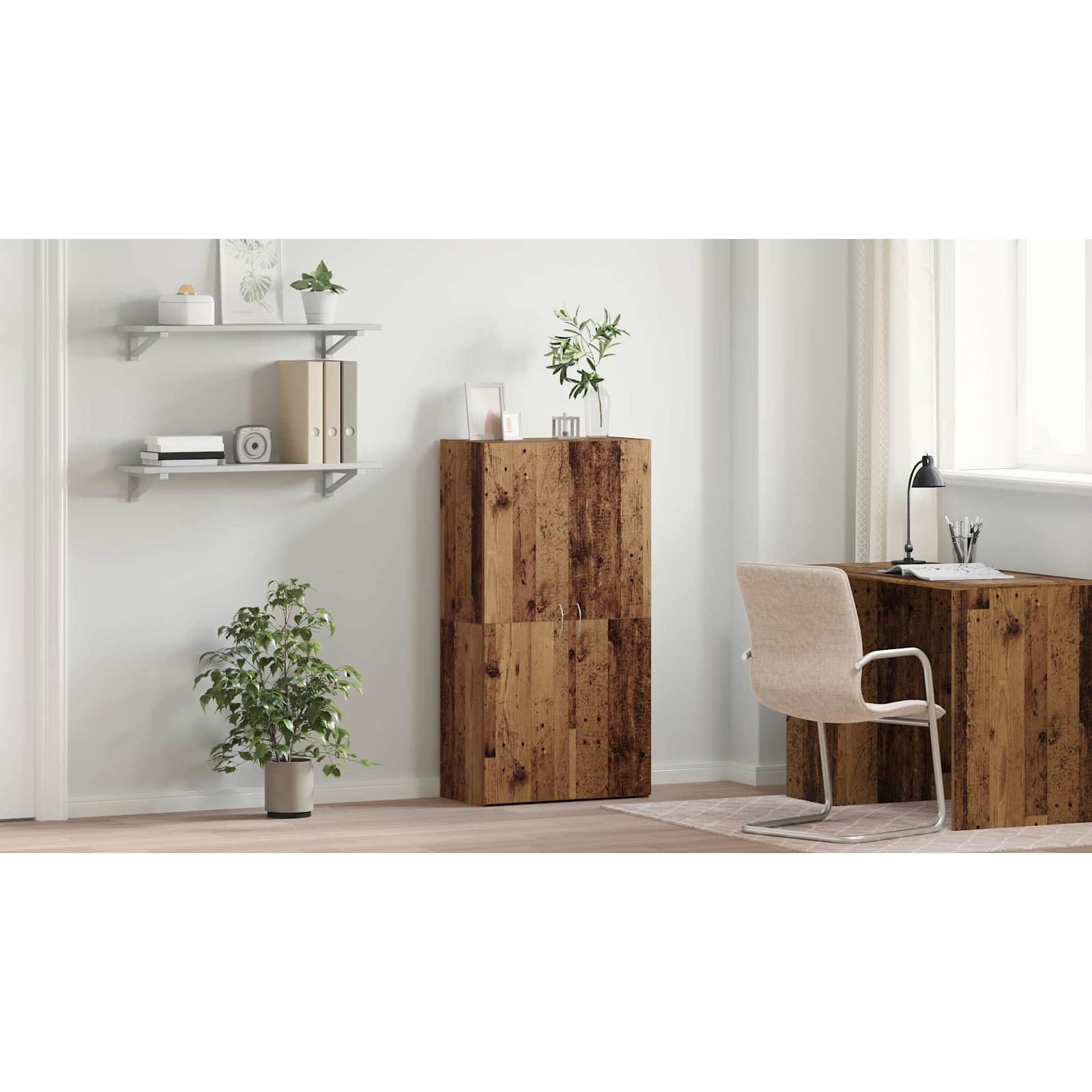 Office Cabinet Black Oak 60 x 32 x 115 cm Engineered Wood