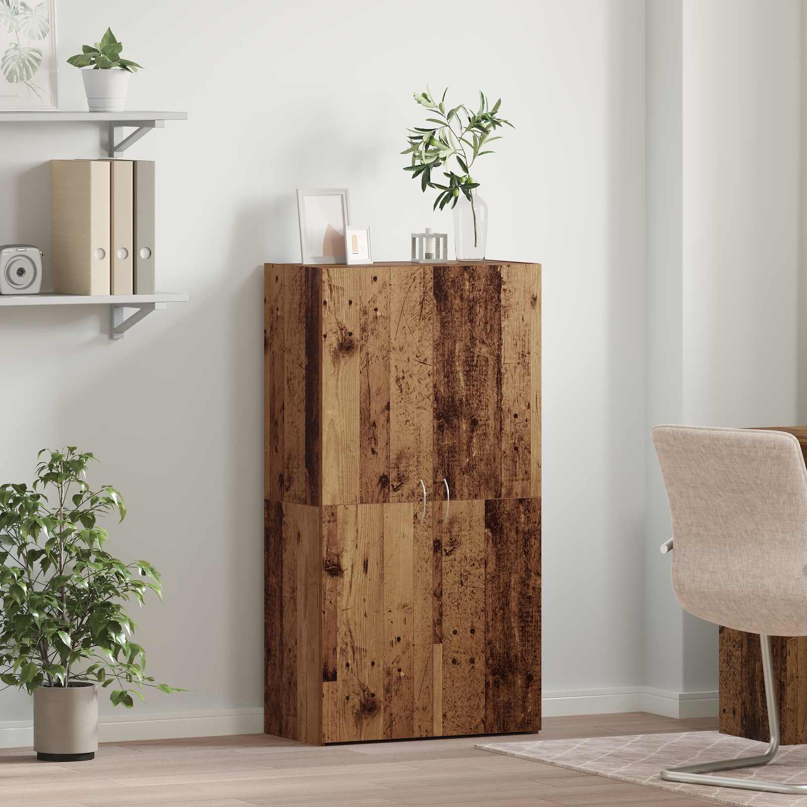 Office Cabinet Black Oak 60 x 32 x 115 cm Engineered Wood