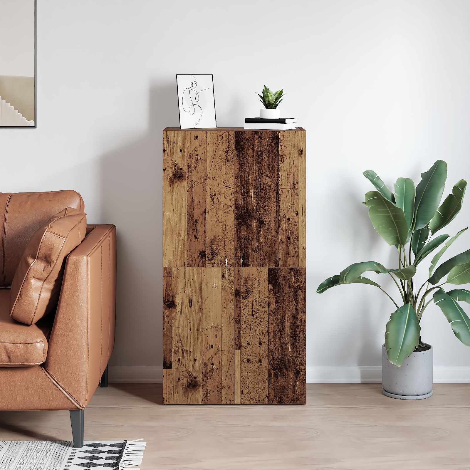 Office Cabinet Black Oak 60 x 32 x 115 cm Engineered Wood
