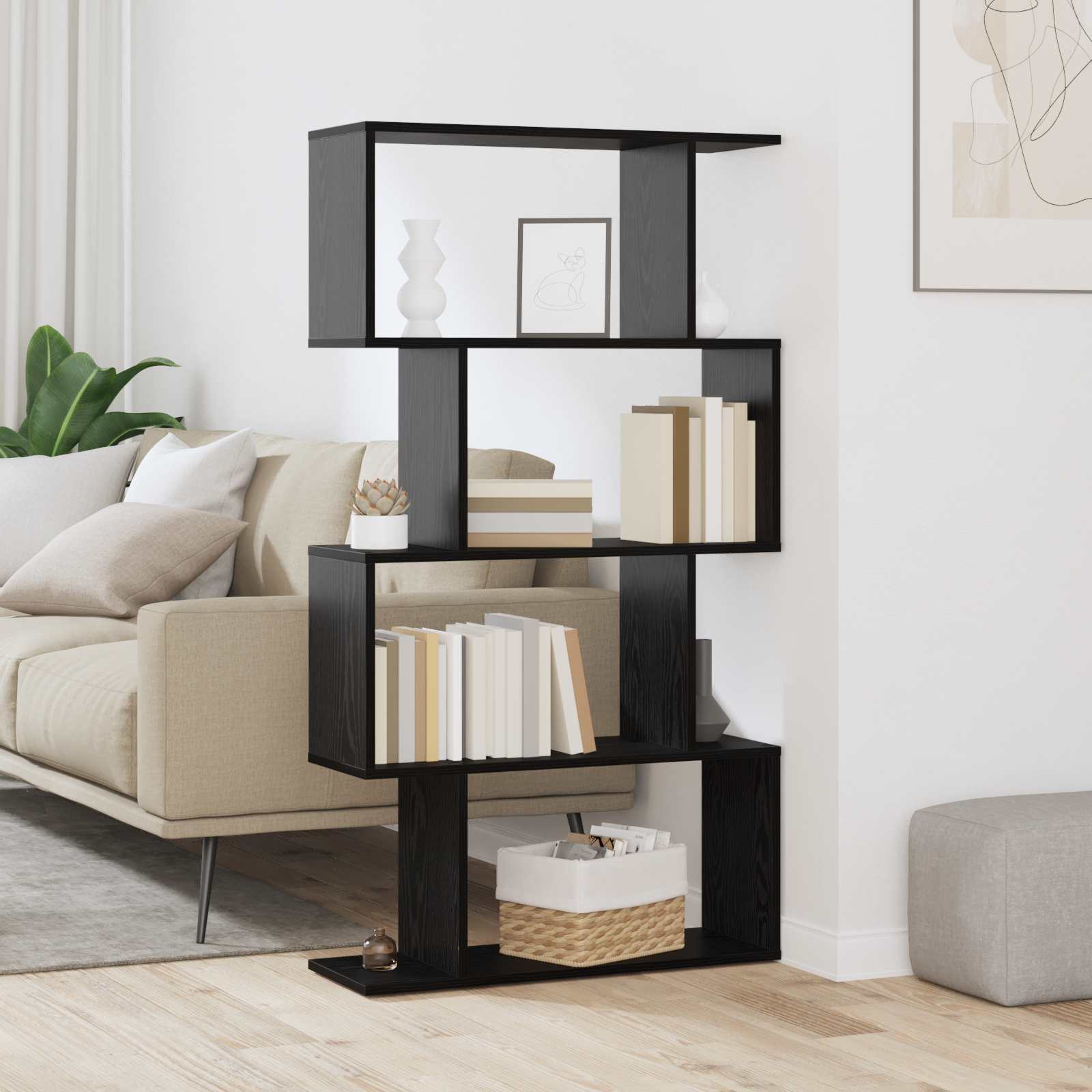 Grāmatu plaukts Melnā ozola krāsa 70 x 24 x 129 cm Apstrādāta koksne
