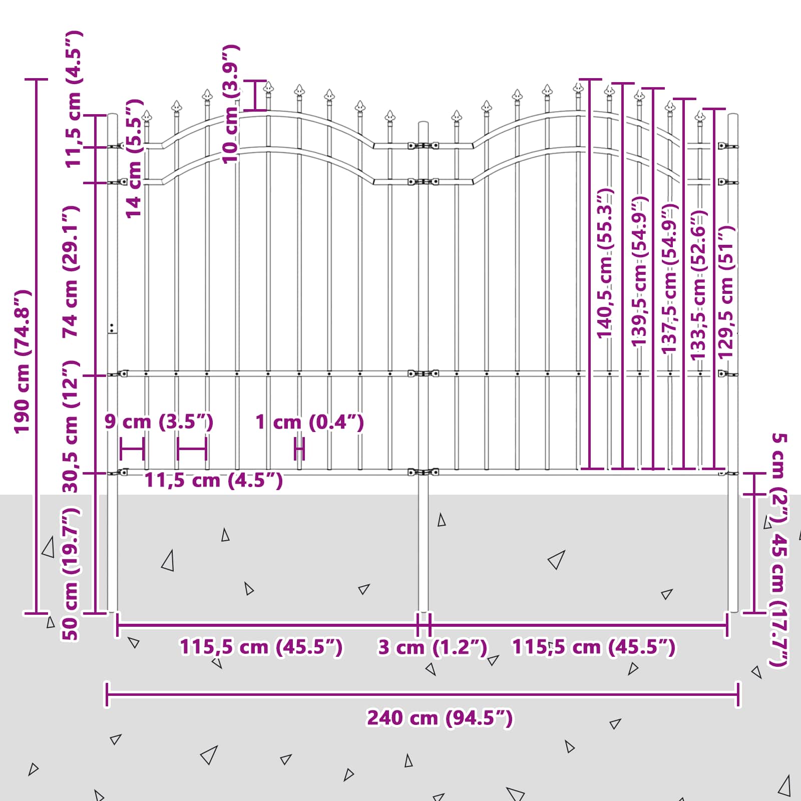 Sodo tvora Pilka 190 cm Milteliniu būdu padengtas plienas