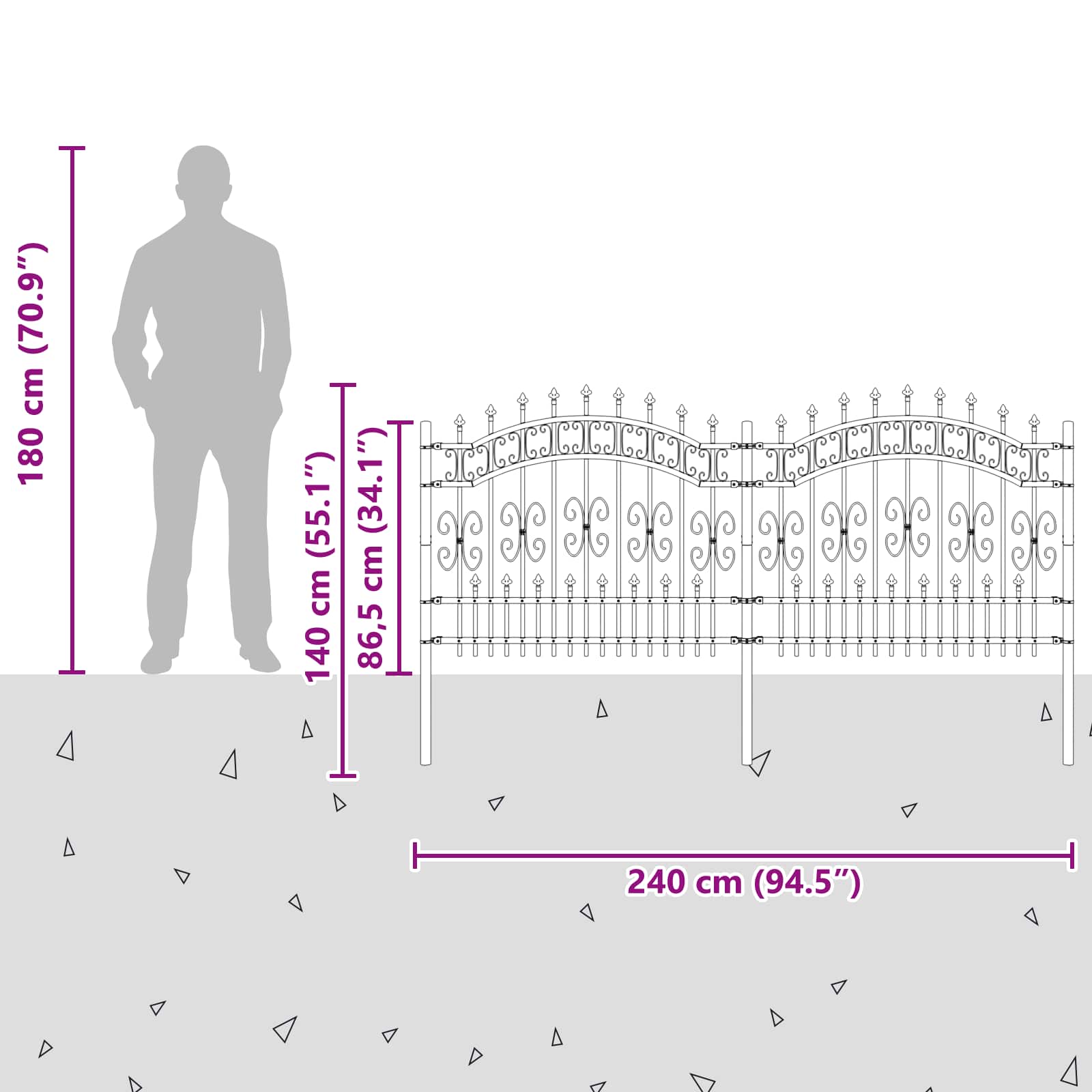 Sodo tvora Pilka 140 cm Milteliniu būdu padengtas plienas