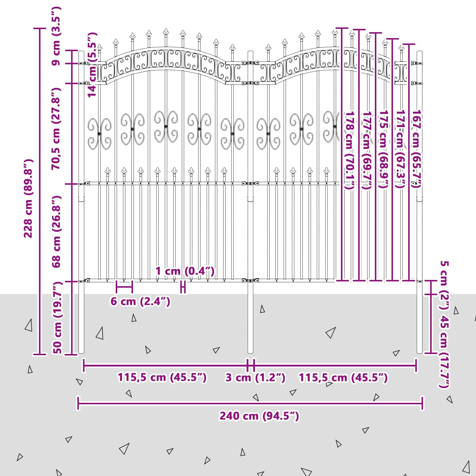 Sodo tvora Pilka 215 cm Milteliniu būdu padengtas plienas