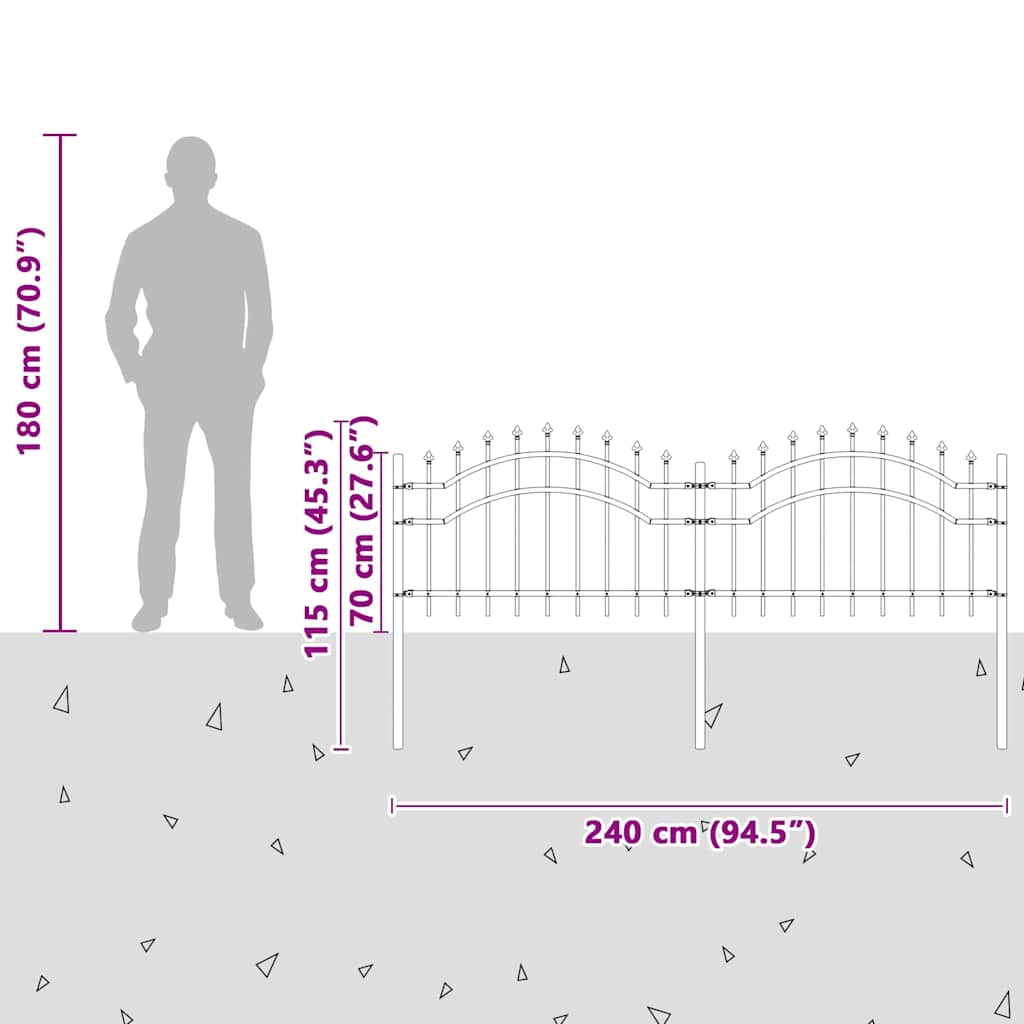 Dārza žogs Balts 115 cm Pulverkrāsots tērauds