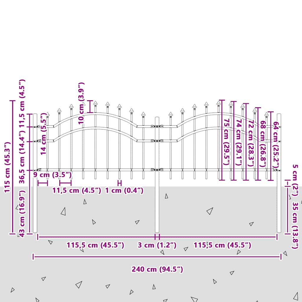 Dārza žogs Balts 115 cm Pulverkrāsots tērauds