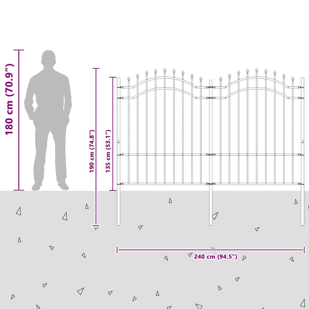 Dārza žogs Balts 190 cm Pulverkrāsots tērauds