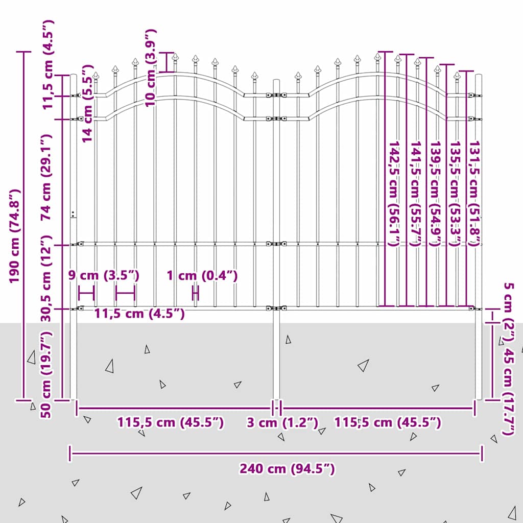 Dārza žogs Balts 190 cm Pulverkrāsots tērauds