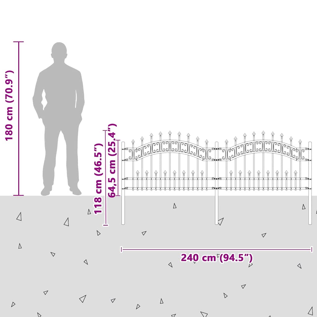 Garden fence White 115 cm Powder-coated steel