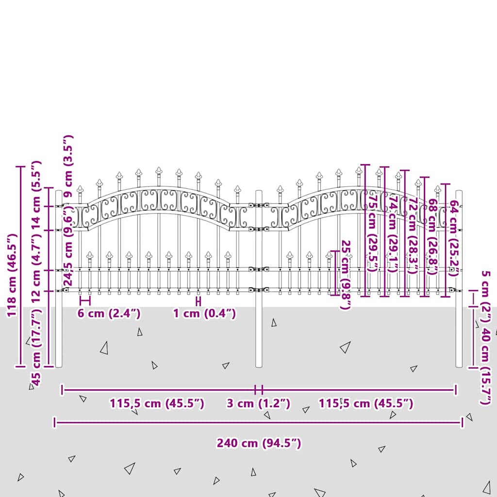 Garden fence White 115 cm Powder-coated steel