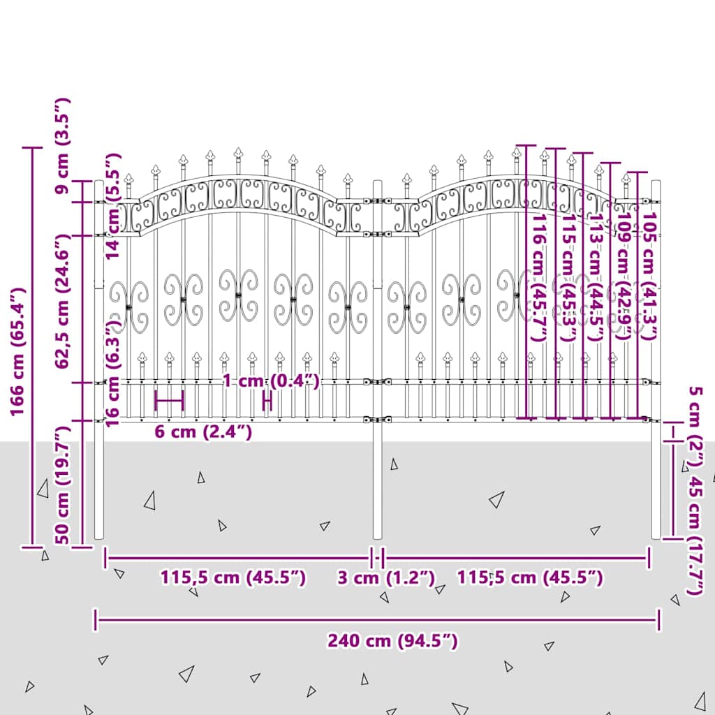 Dārza žogs Balts 165 cm Pulverkrāsots tērauds