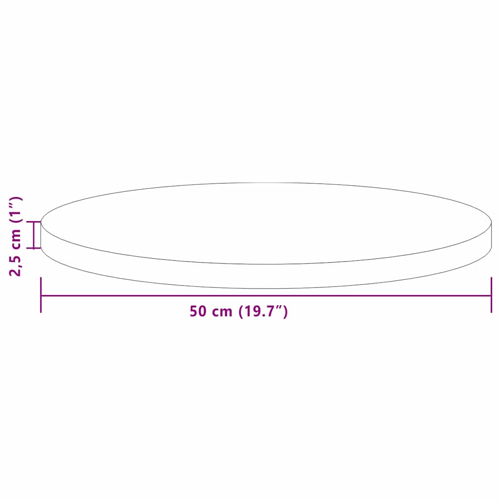 Galda virsma Gaiši brūna Ø 50 x 2.5 cm Cieta ozolkoka