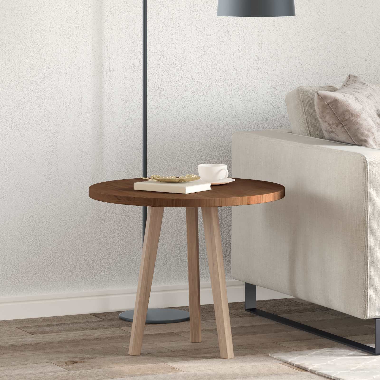 Galda virsma Tumši brūna Ø 60 x 2,5 cm Masīva ozolkoka
