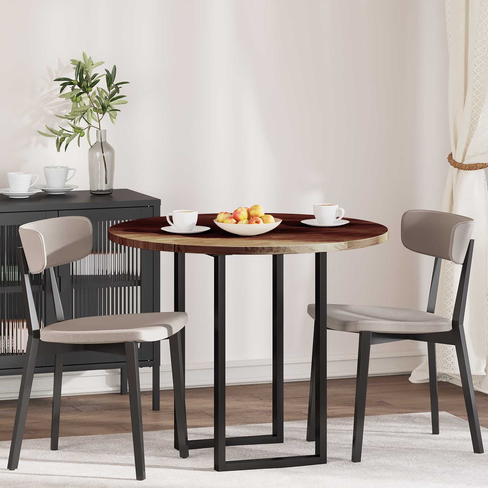 Table top Dark brown Ø 90 x 2.5 cm Solid oak wood