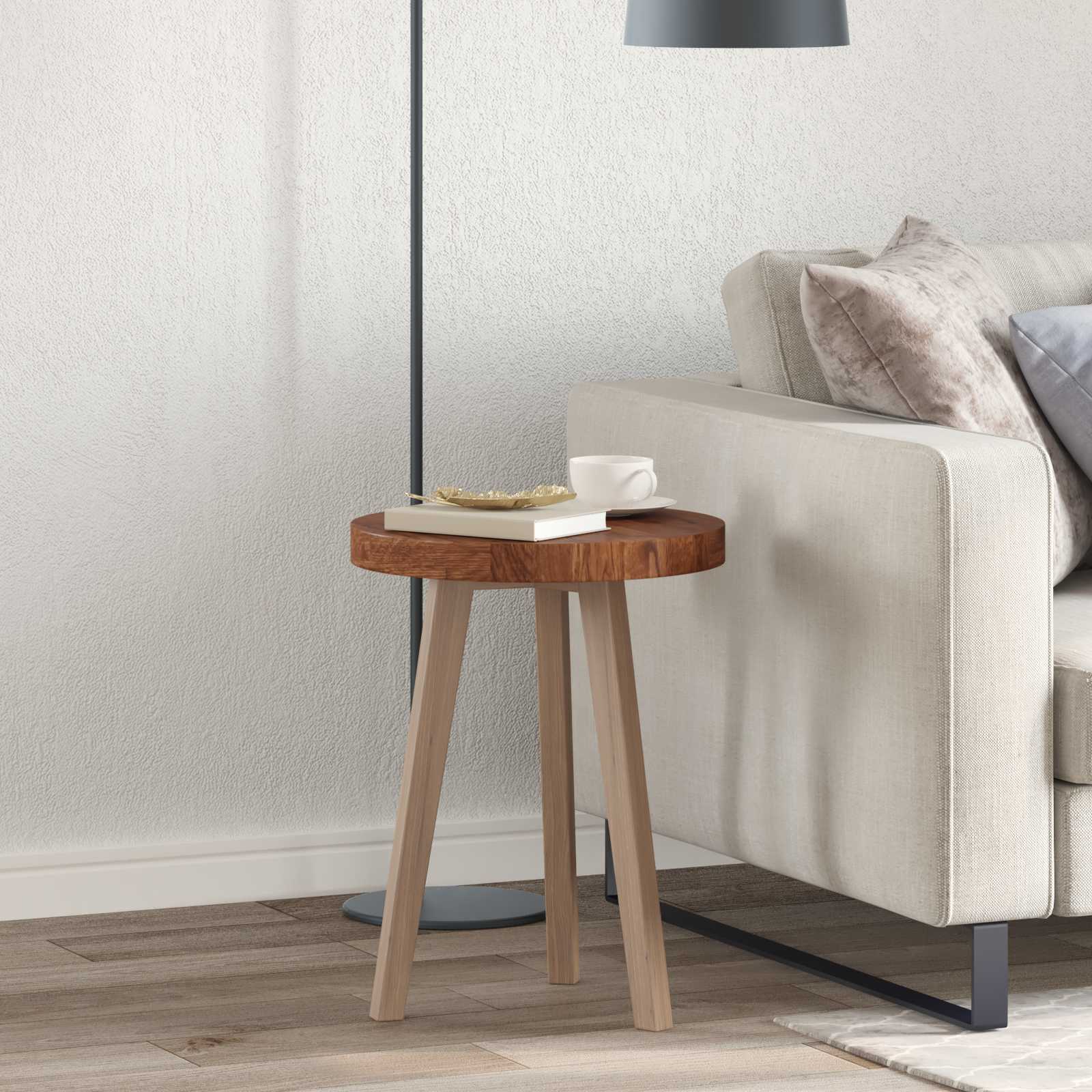 Tabletop Light brown Ø 40 x 4 cm Solid oak