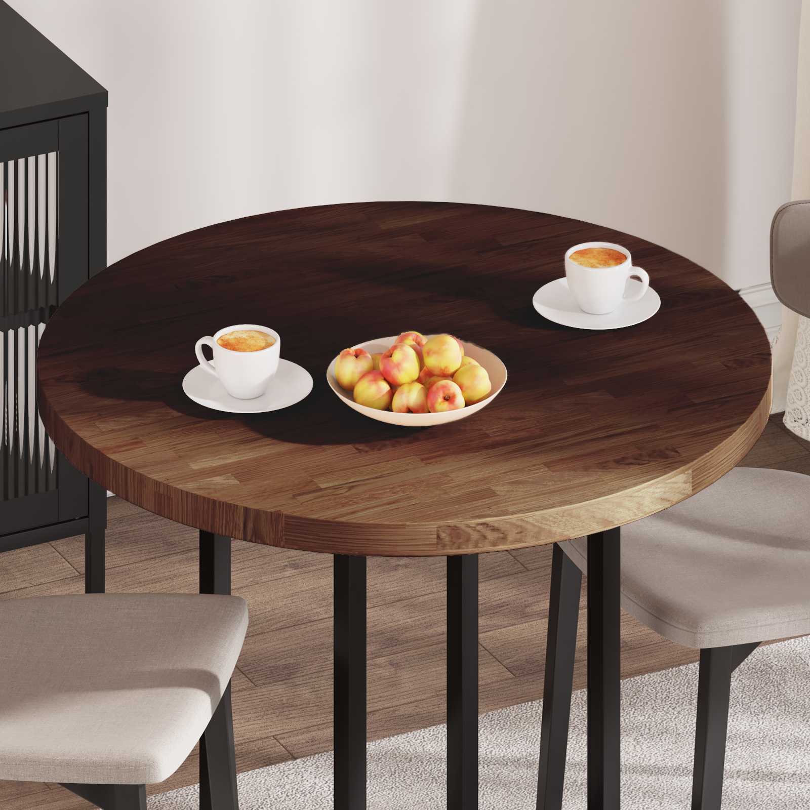 Tabletop Light brown Ø 90 x 4 cm Solid oak wood