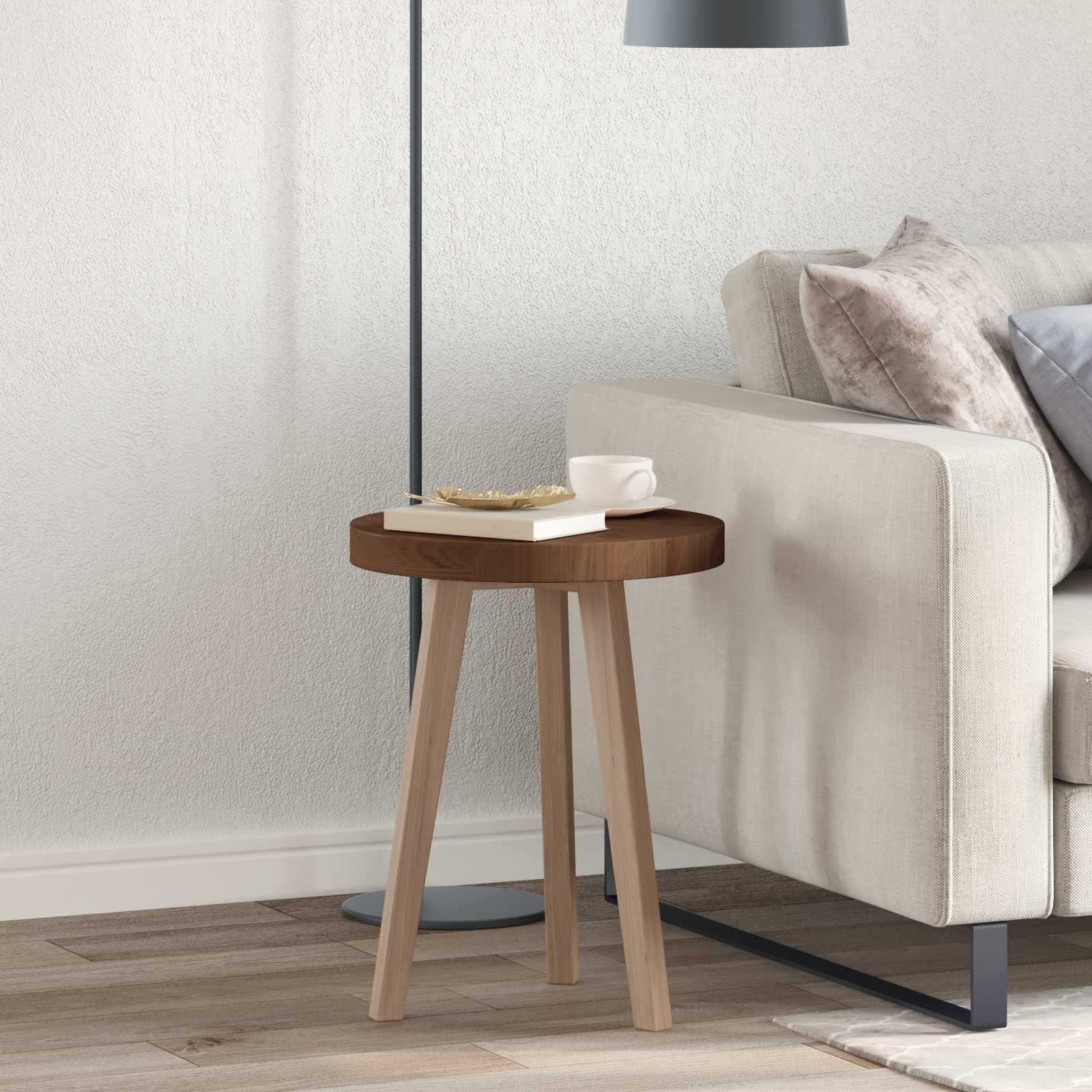 Galda virsma Tumši brūna Ø 40 x 4 cm Masīvkoka ozols