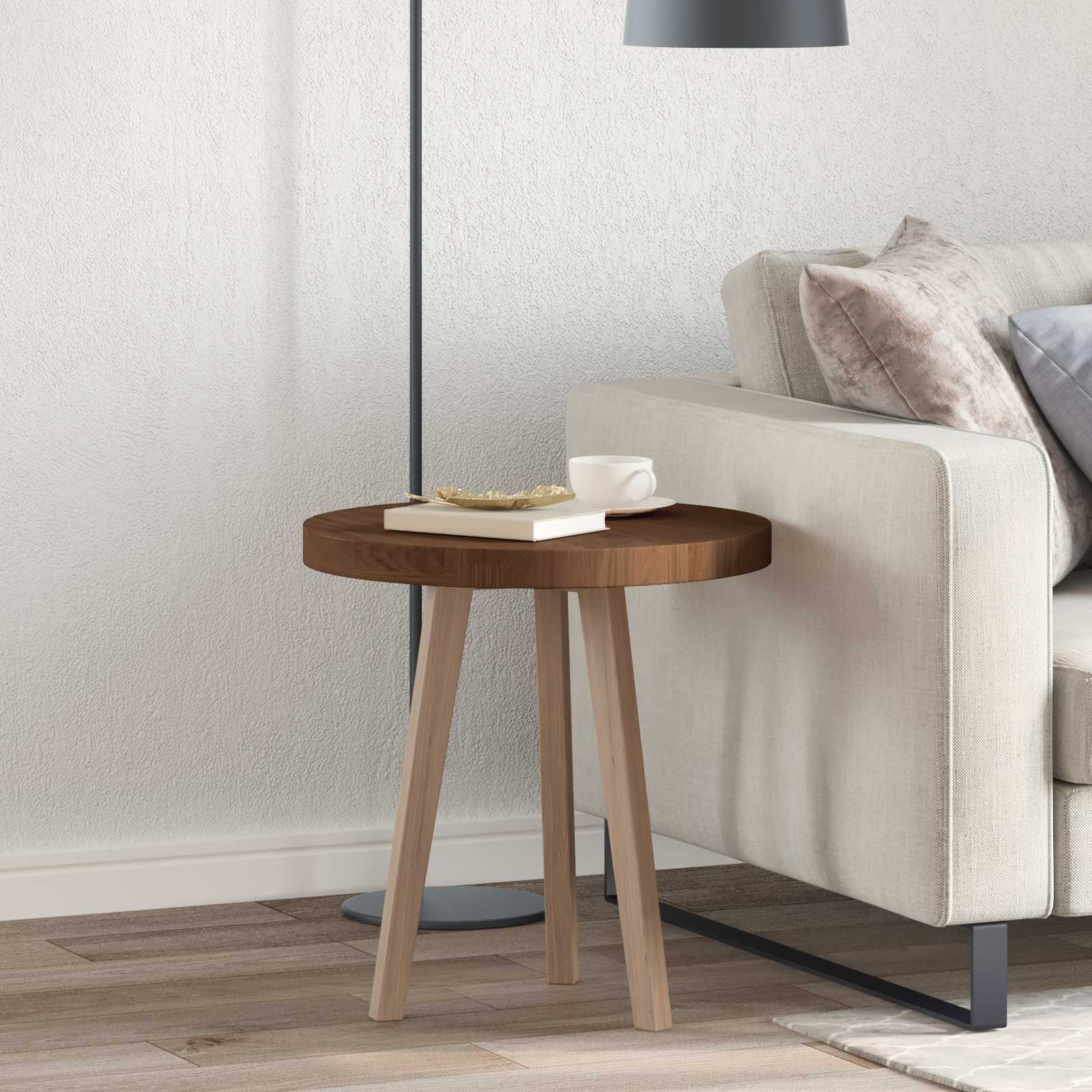 Galda virsma Tumši brūna Ø 50 x 4 cm Cieta ozolkoka