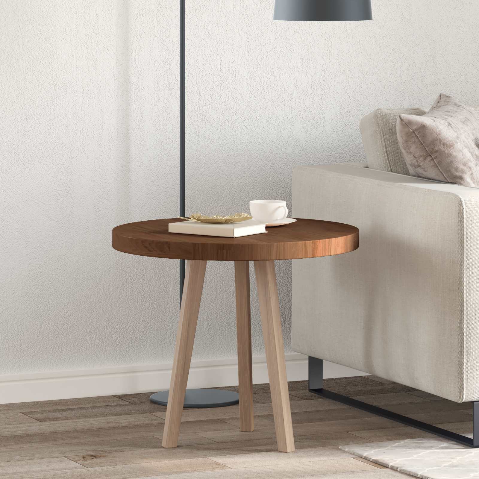 Tabletop Dark brown Ø 60 x 4 cm Solid oak wood