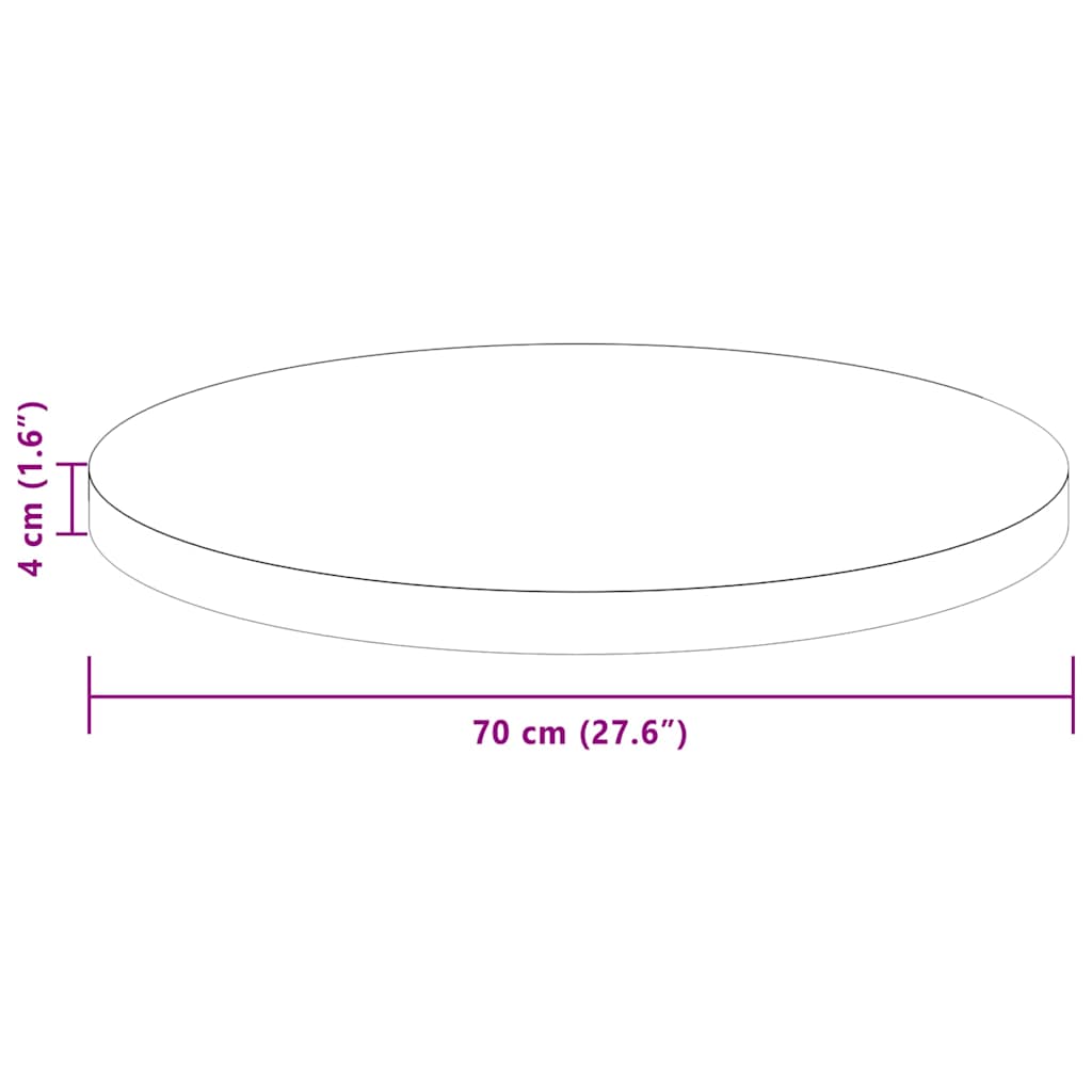 Table top Dark brown Ø 70 x 4 cm Solid oak wood