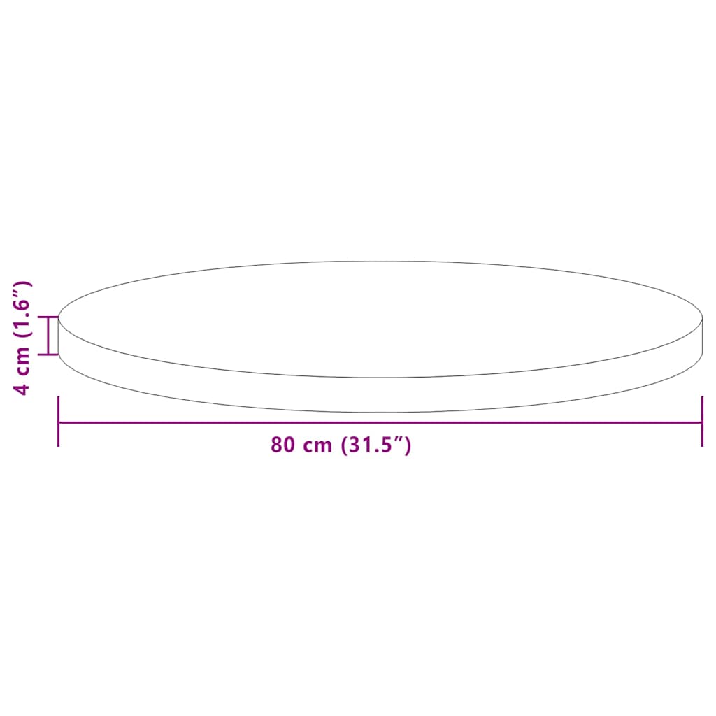 Tabletop Dark brown Ø 80 x 4 cm Solid oak wood