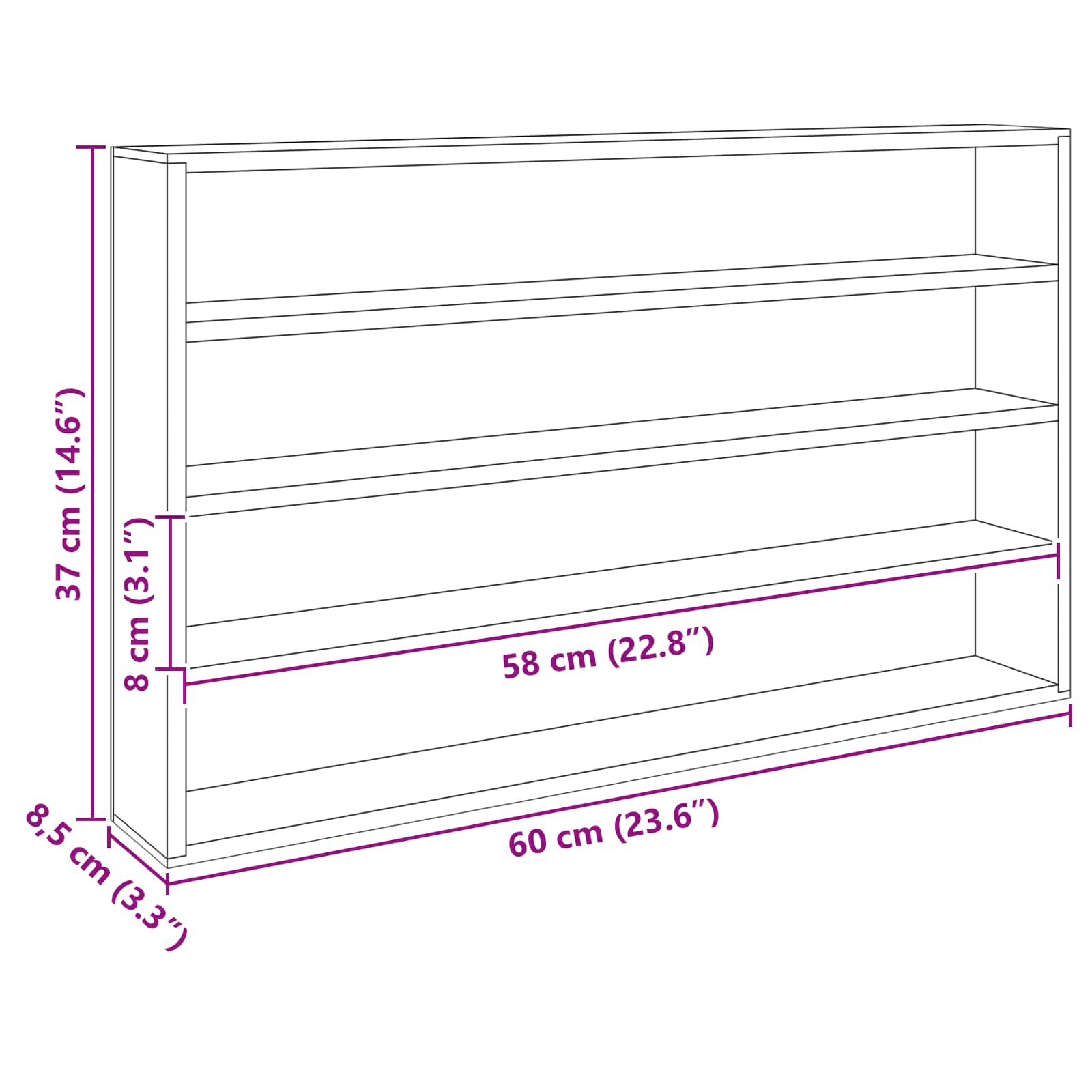 Sieninis vitrina Sieninis Smėlio 60 x 8,5 x 37 cm