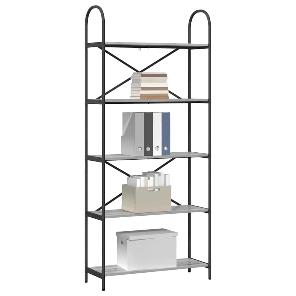 Bookcase Grey Sonoma 80 x 30 x 183 cm Engineered Wood